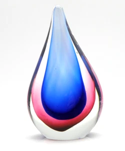 Vtg Art Glass Paperweight Teardrop Shape 6" tall Cobalt Blue & Cranberry - Picture 1 of 14