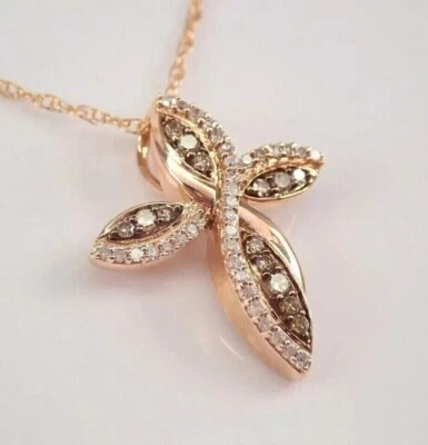 Colgante para mujer de diamantes de chocolate de corte redondo de 2 quilates enchapado en oro rosa de 14 quilates Foto 1 de 4