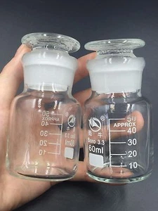60ml Clear Glass Reagent bottle,Wide mouth,with ground stopper - Picture 1 of 4