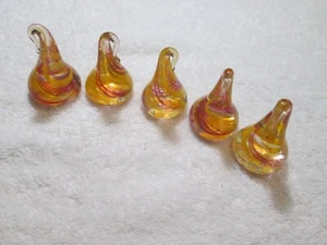 5 Handmade Orange Swirl Glass Ring Holder Chocolate Drop - Picture 1 of 4