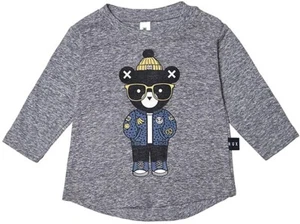 HUXBABY 251361 Kids Huxbear Top Charcoal Slub Size 0-3M - Picture 1 of 2