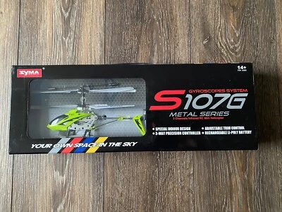Syma S107 3 Channel RC Helicopter with Gyro, Green NEW Sealed Box - Image 1 of 4
