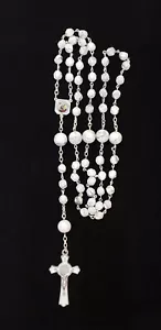 Faceted White Howlite Rosary Beads w/ St. Miclhael Medal & St. Benedict Crucifix - Picture 1 of 8
