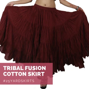 Wevez Modern Tribal Belly Dance Cotton Gypsy Skirt 4 Tier 25 Yard - Picture 1 of 3