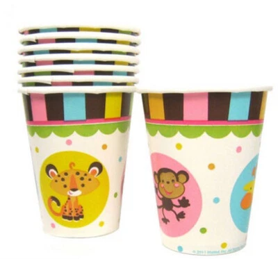 AMSCAN Fisher Price Animals of Rainforest PAPER CUPS hot/cold 8pcs 9oz baby shower