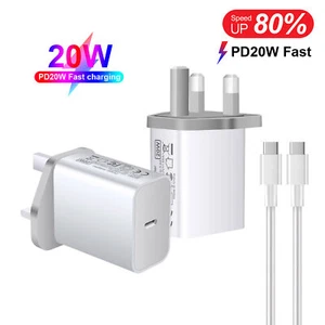 20W USB-C Power Adapter PD Fast Charger Plug & Cable For iPhone 15 Pro Max Plus - Picture 1 of 16
