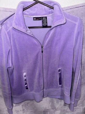 Conjunto de chándal vintage de terciopelo Y2K púrpura chaqueta pantalones pequeño mediano Foto 1 de 4