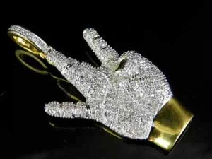 2Ct Round Cut Lab Created Diamond Men's Hip Hop Pendant 14K Yellow Gold Finish - Picture 1 of 6