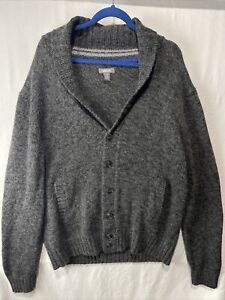 Kenneth Cole Reaction Shawl Collar Gray Wool Blend Cardigan Sweater Size XXL EUC