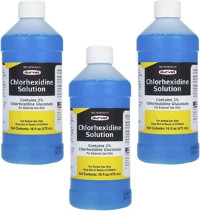 Durvet 3 Bottles of Chlorhexidine Solution, 16 Ounces Each, for Cleaning - Picture 1 of 12