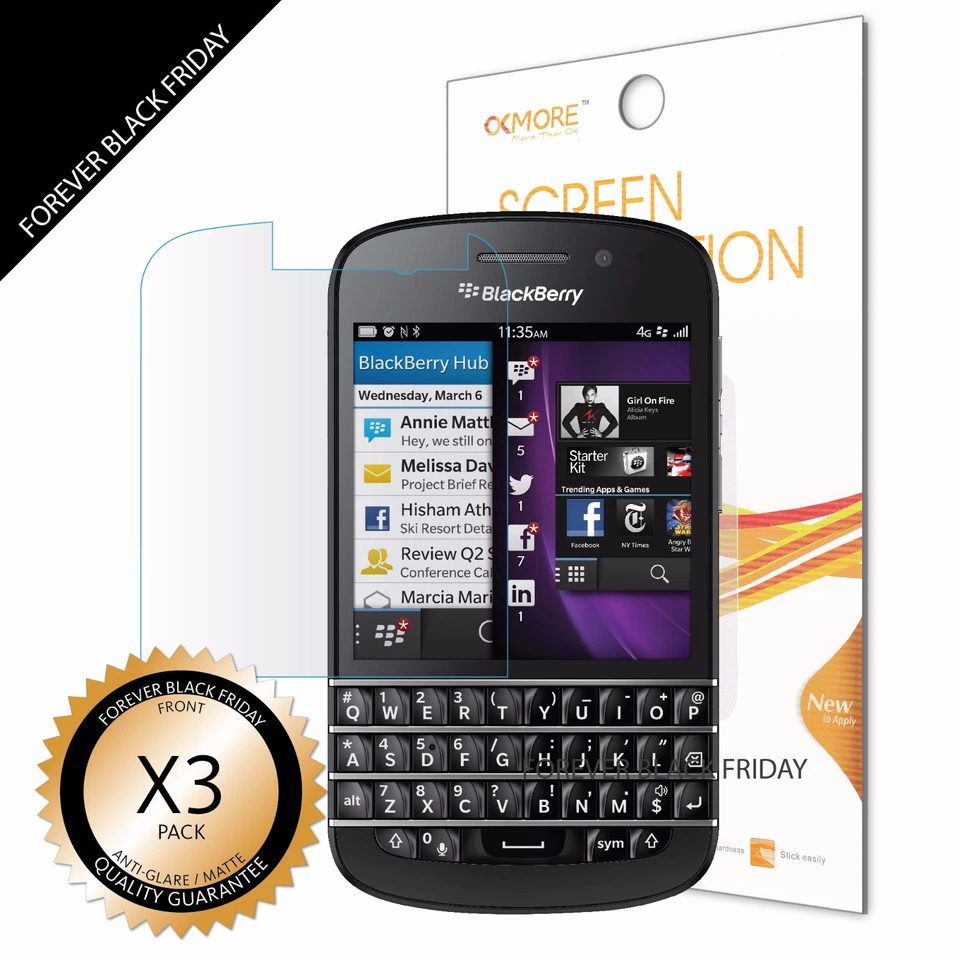 BlackBerry Q10 Screen Protector 3x Anti-Glare Cover Guard - Image 1 of 4