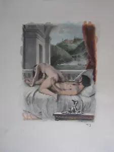 Paul Emile Bécat / Gravure érotique en couleurs / Curiosa / 20X14cm - Bild 1 von 2