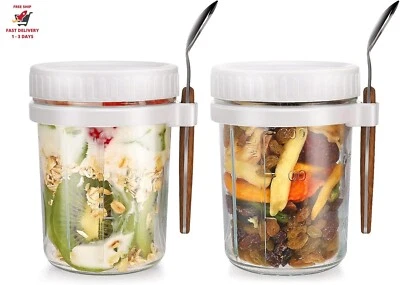 Recipiente para avena durante la noche con tapa y cura Foto 1 de 4