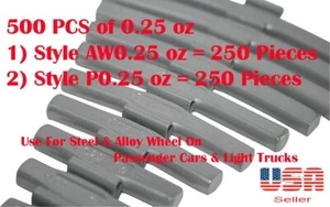500 Pcs CLIP-ON WHEEL WEIGHT BALANCE 0.25 oz P & AW Style Zinc for Steel Alloy - Picture 1 of 5