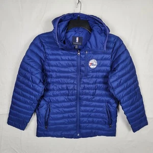 GIII NBA Philadelphia 76ers Puffer Hooded Jacket Blue Youth Medium - Picture 1 of 9