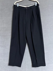 Pantalones De Colección Giorgio Armani 32 x 28 Lana Negra Plisada Puños Italia Años 80 90 - Imagen 1 de 12