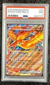 2025 POKÉMON DESTINED RIVALS EN ROCKET'S MOLTRES ex #031 MINT 💎 PSA 9 - Picture 1 of 6
