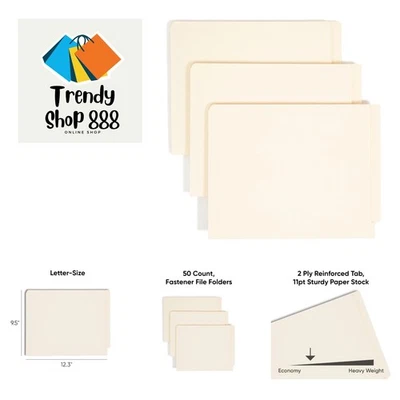 End Tab Fastener File Folder, Shelf-Master Reinforced Straight-Cut Tab, 50 Count - Image 1 of 4