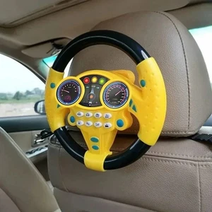 Kids Simulation Steering Wheel Toy Flash Lights Music Sound Car Seat Activity - Picture 1 of 20