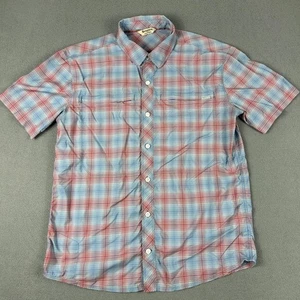 Simms Shirt Mens Large Red Blue Plaid Short Sleeve brrr Cooling Stretch Fishing - Picture 1 of 8