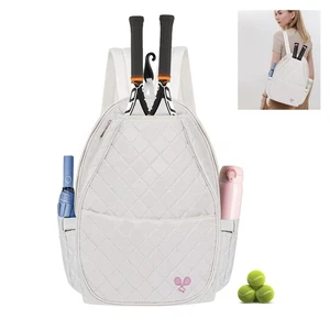Aaiwa Tennis Bag Quilted Tennis Sling Crossbody Backpack Water Resistant White - Picture 1 of 17