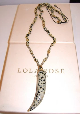 COLLAR COLGANTE CUERNO AJUSTABLE LARGO BEIGE JASPE ROSA LOLA QVC Foto 1 de 2