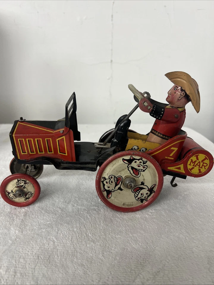 Coche vaquero Whoopee de cuerda de hojalata Louis Marx de 1930. - Funcionando Foto 1 de 4