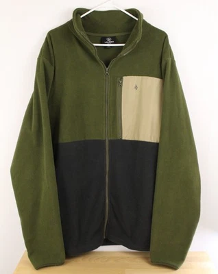 Volcom Military Green Oakhurst Zip Front Fleece Jacket Men's Size XXL - Image 1 of 4