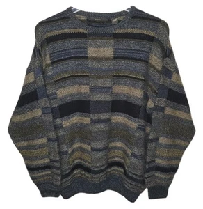 Suéter De Colección Fenzia Cuadrado Estampado Acrílico Grande Acogedor Tejido Retro Abuelo Cosby - Imagen 1 de 10