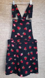 Dangerfield Strawberry Size 10 Red/Black Buckle Up Cotton Overall Midi Dress - Picture 1 of 11
