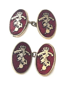 Vintage Royal Electrical & Mechanical Engineers Cufflinks Goldtone Enamel by MP - Picture 1 of 8