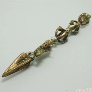 Nepalese Manual Tibetan Buddhist Vajra Dharma Instrument Descend Devil Pestle - Picture 1 of 7