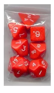 Juego de 7 dados RPG - naranja opaco D4 D6 D8 D10 D12 D20 D00-90 - Imagen 1 de 1
