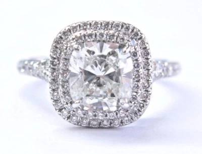 Tiffany & Co Platinum Cushion Cut Diamond SOLESTE Engagement Ring 2.46Ct G-VS1 - Image 1 of 4