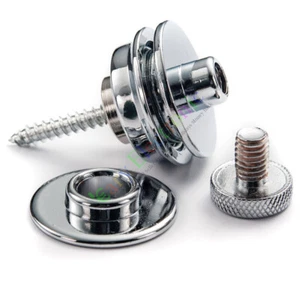 20pc Silver Snap-in Style Guitar Bass Strap Button Locks with Screws audio Parts - Picture 1 of 4