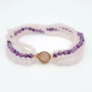 Ametista/Quarzo Rosa Con Argento Chiusura - (T9) - Foto 1 di 13