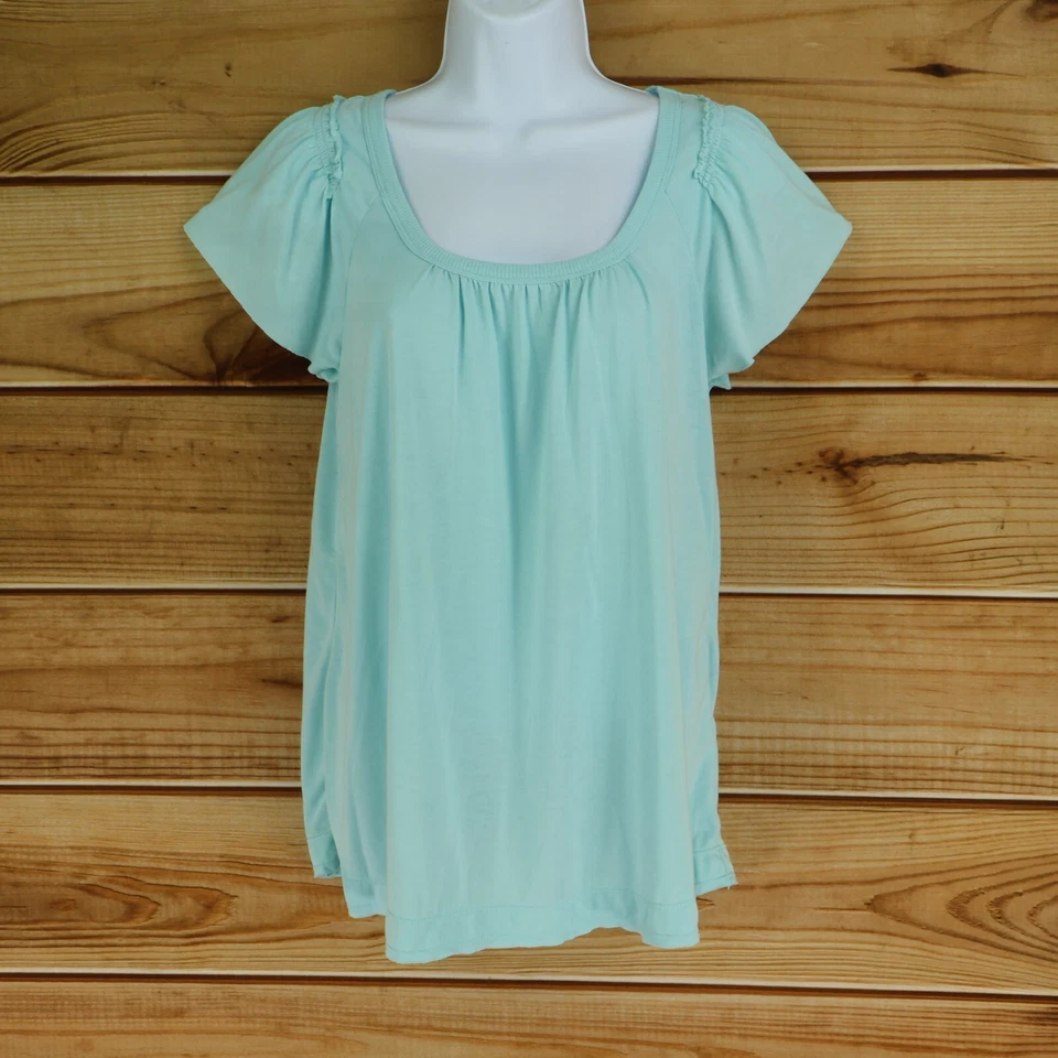 Blusa Camisa Axcess Liz Claiborne Para Mujer S Azul Claro Cuello Cuadrado Manga Acampanada Foto 1 de 4