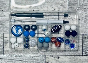 Football Theme DIY Pen Kit w/Focals, Silicone & Acrylic Beads and Spacers - Picture 1 of 5