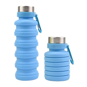 18oz Collapsible Water Bottles for Travel 500ml Reusable Foldable Silicone Water - Picture 1 of 17