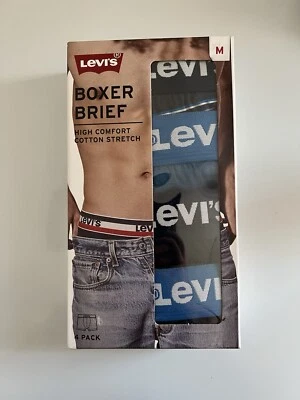 Levi's хлопок комфорта производительности мужчин боксера бриф размер средний 4 упаковки синий новый - Изображение 1 из 4