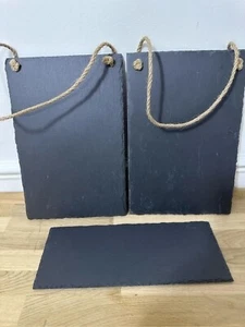 3 x Natural Slate Chalkboard Large Message Memo Shabby Chic Wedding 30x20cm - Picture 1 of 6