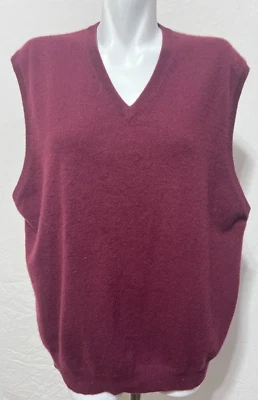 Club Room Men's XL Fine Cashmere Vest Burgundy Maroon V-Neck - Image 1 of 4
