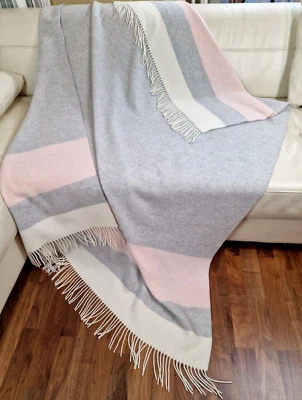 Merinowolldecke Wolldecke Merinowolle-Kaschmir Mix 140x200cm Rosa-Grau (ST) - Bild 1 von 4
