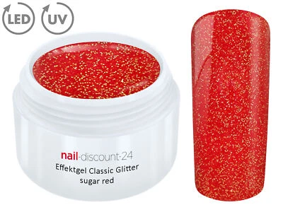 UV LED GEL GLITTER SUGAR RED Glitzer Farbgel Effekt Color NailArt Modellage Rot - Bild 1 von 3