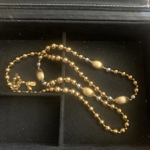 Liz Claiborne NEW 31” Gold Toned Round & Unique Shape Bead Necklace Signed LCI - Picture 1 of 15