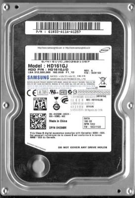 Samsung HD161GJ 160GB Sata Hard Drive F/W: 1AC01122 P/N: 61033-A11A-A1257 - Image 1 of 2