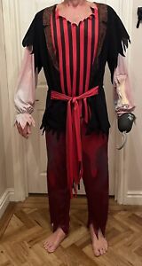 Adult Pirate Deck Hand fancy dress costume Plus Hat & Hook Size M By George