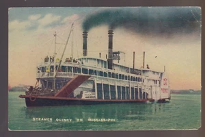 Princeton IOWA 1915 STEAMBOAT QUINCY Steamer Riverboat MISSISSIPPI RIVER IA B2 - Picture 1 of 2