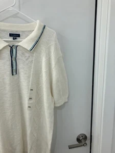 Club Room white cross merch ivory polo Shirt short sweater men's 2xl XXL NWT - Picture 1 of 3