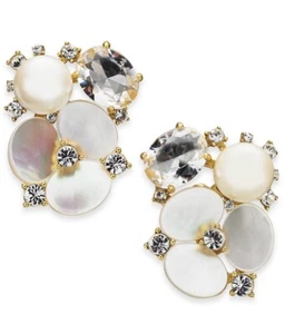 78 $ Kate Spade Disco Stiefmütterchen goldfarbene künstliche MOP Blume Ohrstecker #656 - Bild 1 von 7